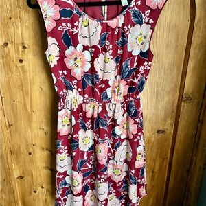 LOFT Burgundy Floral Dress